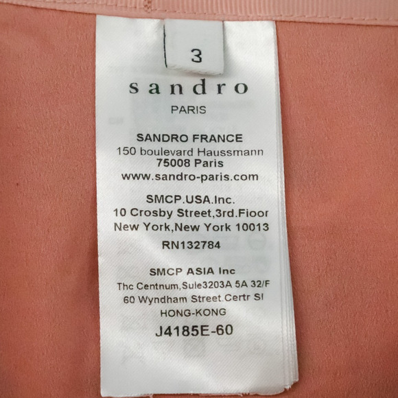 Sandro Paris 3 Size 8 US Pink Devon Floral Lace Ivory Banded Trim Mini Skirt - Picture 4 of 6